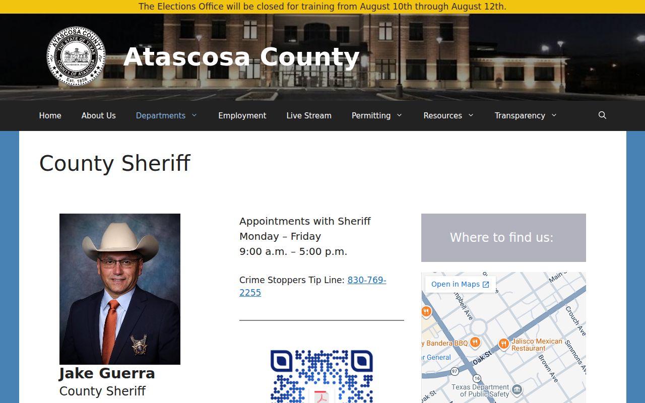 Atascosa County Sheriff arrest and booking records contacts