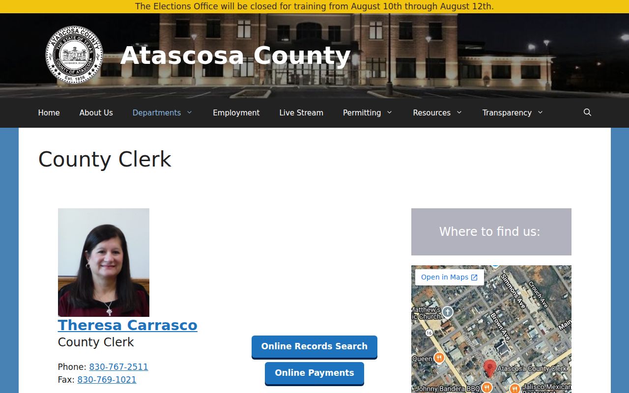 Atascosa County Clerk criminal court case records