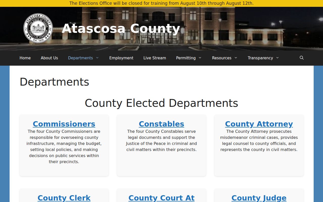 Atascosa County criminal records departments directory