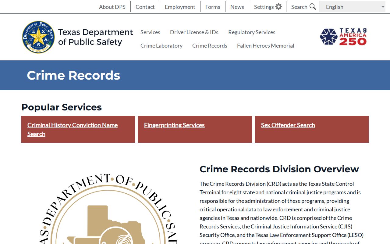 Atascosa County criminal history DPS Crime Records Division