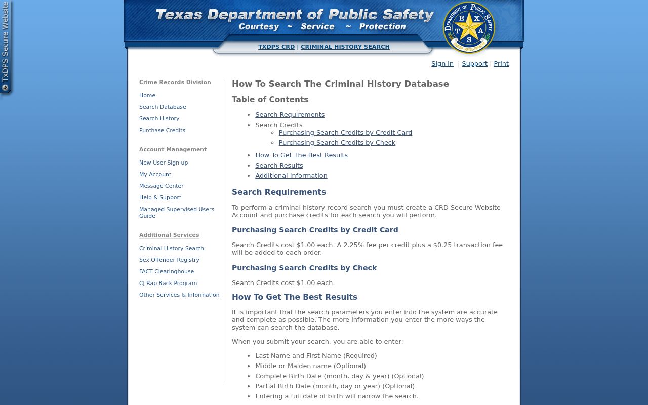 Atascosa County criminal history DPS matching and search credit guide