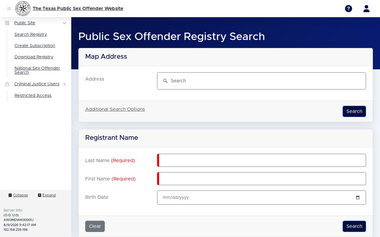 Atascosa County sex offender lookup on the Texas DPS registry