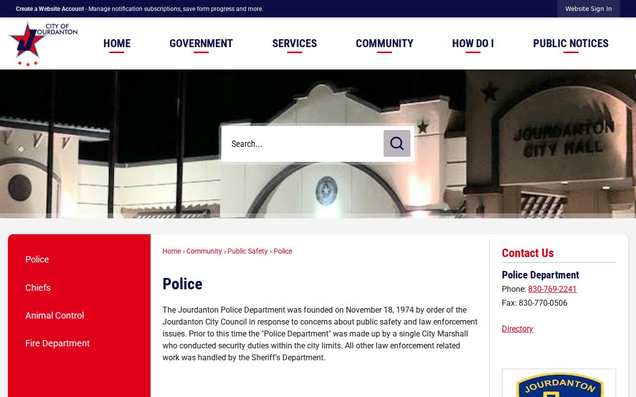 Official Jourdanton Police Department page