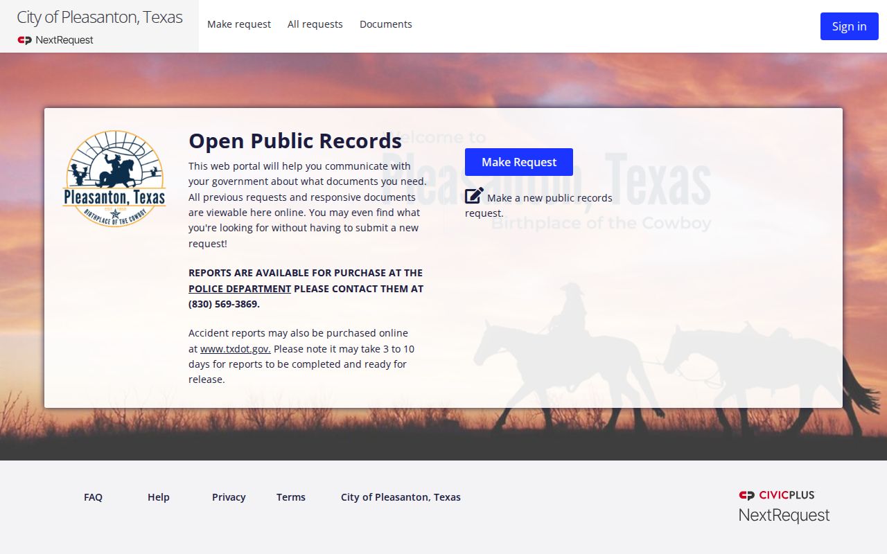 Pleasanton official NextRequest public records portal